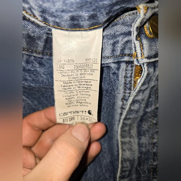 Carhartt B13 DPS Dark Pre-Washed Loose Fit Washed Logger Jeans 34x30 - Picture 2 of 5